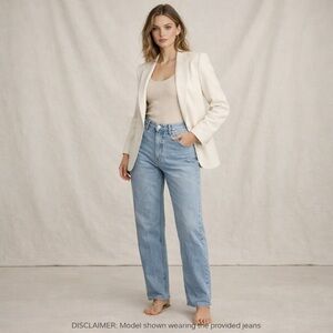 Vintage Light Wash High-Waisted Straight Leg Jeans Classic 90s Denim Casual